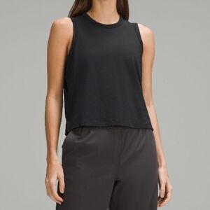 lululemon athletica classic fit cotton blend tank top black size 10